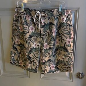 Forever 21 Floral Leaf Print Board Shorts